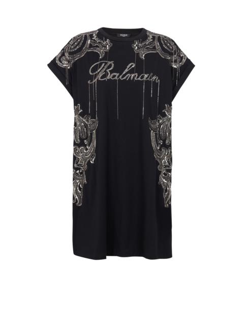 Balmain Balmain Signature chain embroidered T-shirt dress