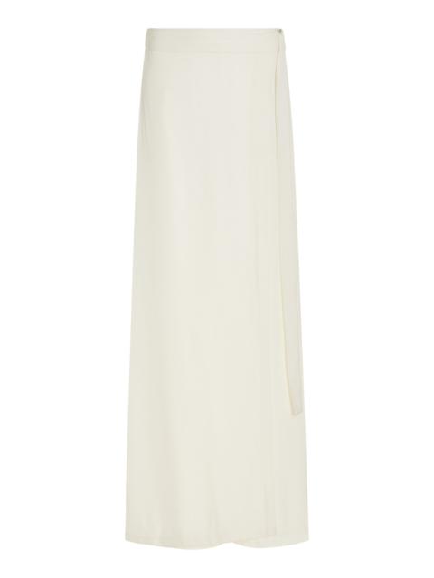 ST. AGNI Wrapped Twill Wide-Leg Pants off-white