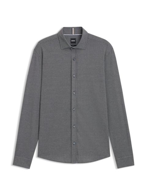 BOSS SLIM-FIT SHIRT IN COTTON-BLEND JACQUARD