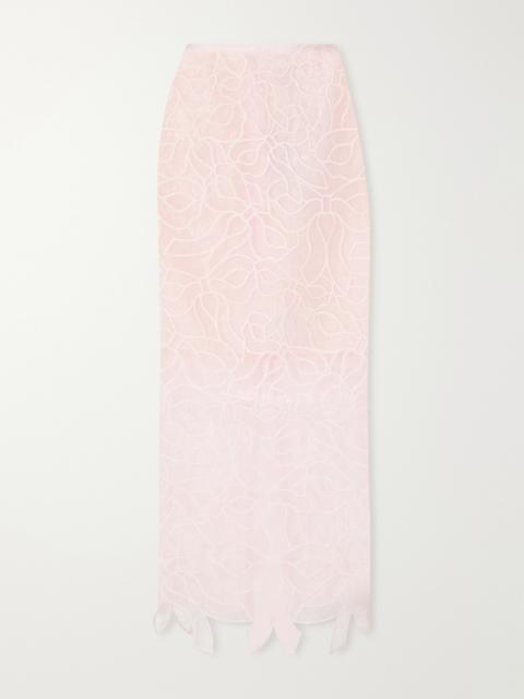 CECILIE BAHNSEN Cbgus Embroidered Organza Maxi Skirt