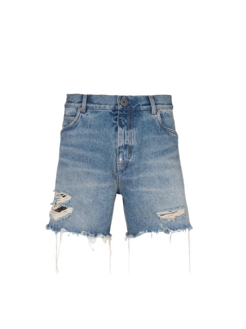 Balmain Unisex shorts in vintage Blue Wash denim