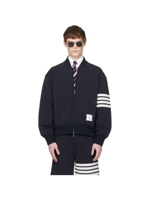 Navy Printed 4-Bar Bomber Jacket