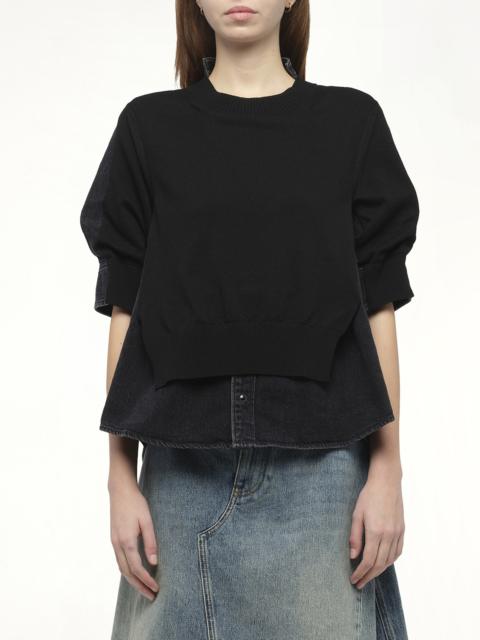 sacai Denim x Knit Pullover in Black