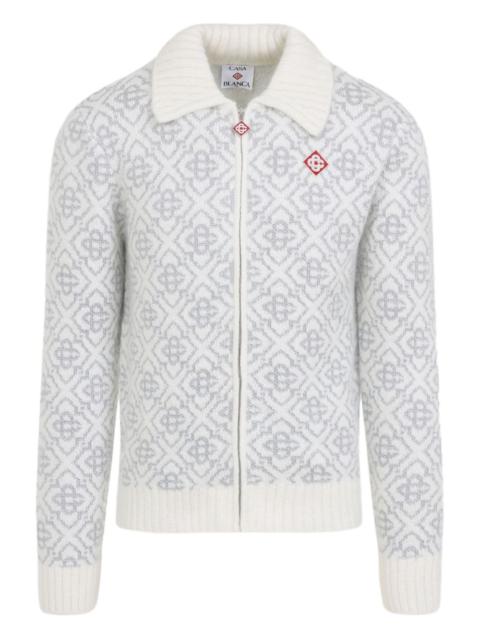 logo-pattern zip-fastening cardigan