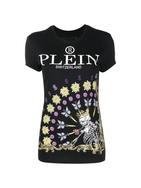 skeleton-print round neck T-shirt