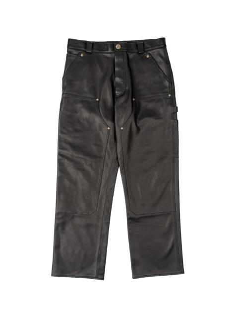 Chrome Hearts Leather Double Knee Leather Carpenter Pants "Black" CHRM1724