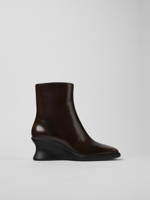 CAMPER Louise Brown Leather Ankle Boots for Women.
