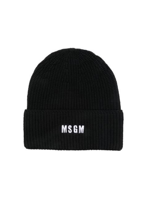 MSGM logo-embroidered beanie hat