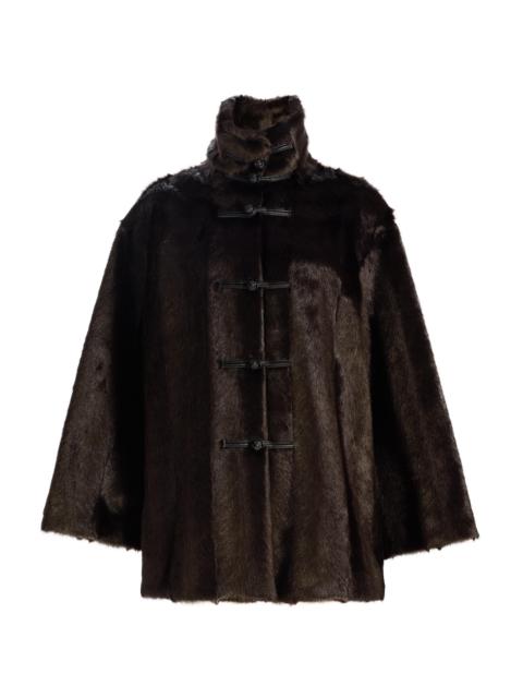 RÓHE Women's Toggle Faux-Fur Short Coat - Dark Brown