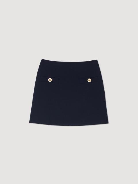 Short wool twill skirt