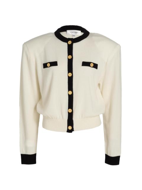 RONNY KOBO Women's Gemma Tipped Wool-Cashmere Cardigan - White Black