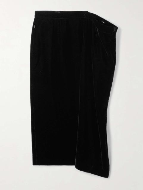 MARIE ADAM-LEENAERDT Asymmetric velvet maxi skirt Black