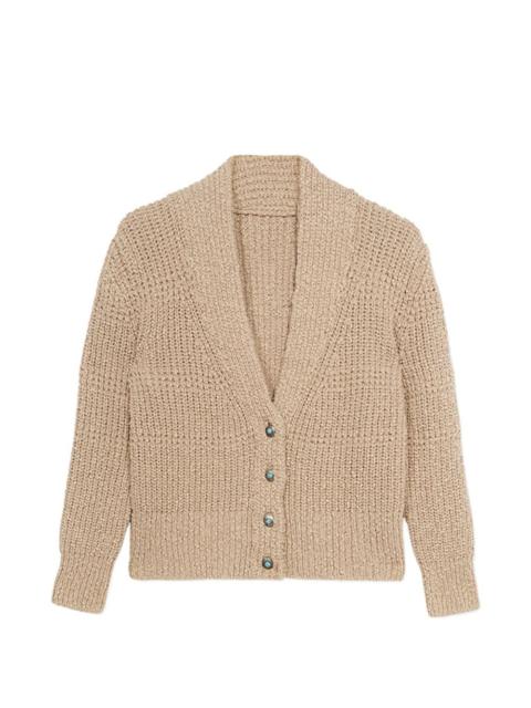 FORTELA open knit turquoise button cardigan