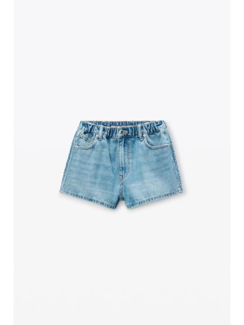 Alexander Wang Marathon 로고 - 돋을새김 된 데님 풍선 조깅 반바지