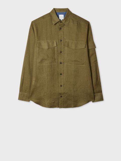 Paul Smith Khaki Linen Patch-Pocket Shirt