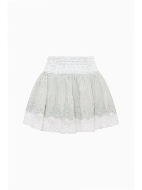 LoveShackFancy Levant Cotton Lace-Trimmed Mini Skirt