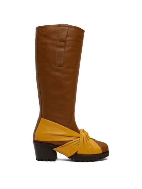Kiko Kostadinov Brown & Yellow Knotted Riding Boots
