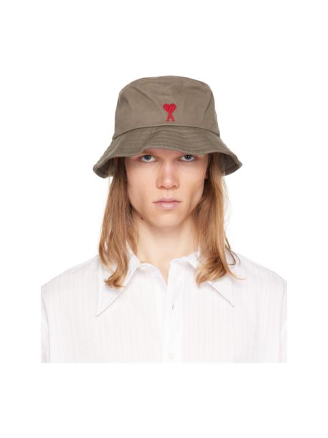 AMI Paris Gray Ami de Coeur Embroidery Bucket Hat