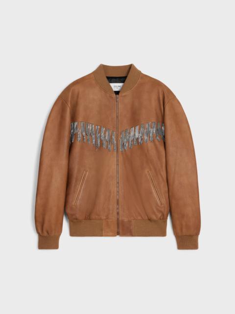 CELINE TEDDY JACKET WITH CHAIN FRINGES IN LAMBSKIN