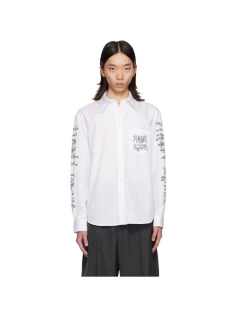 Simone Rocha White Ribbon Logo Print Shirt