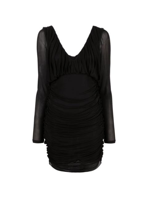 ワンピース Saint Laurent DRESS (729750Y5G98 1000) Saint Laurent One Shoulder Maxi Dress in Noir | FWRD