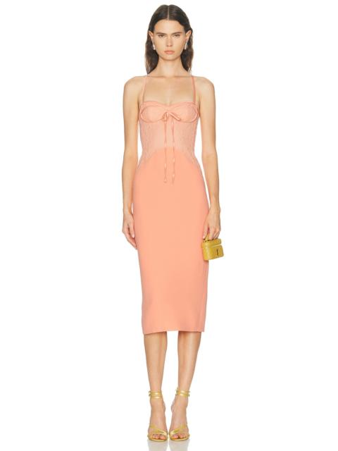 David Koma Fabric Contrast Pencil Skirt Midi Dress