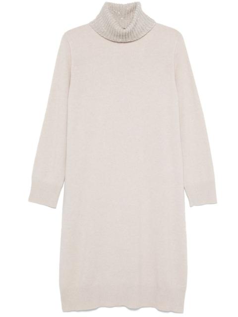 FABIANA FILIPPI Platinum sequin-collar midi dress