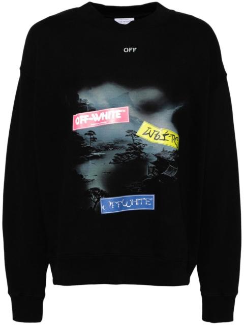 Off-White type sticker skate sweatshirt