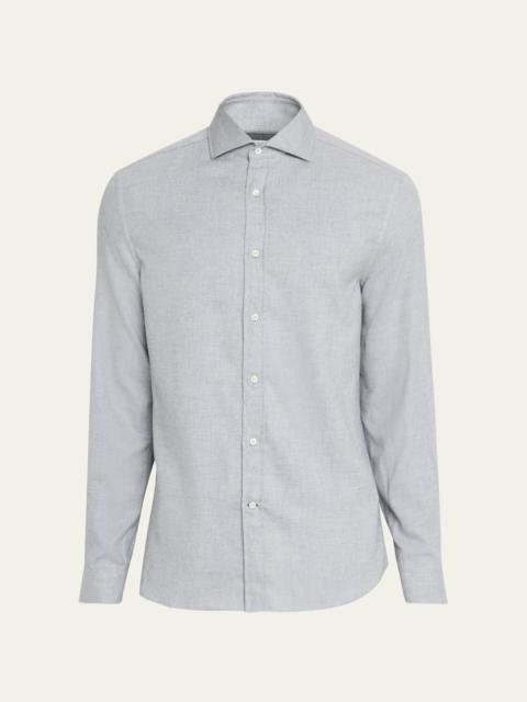 Brunello Cucinelli Men's Micro-Chevron Sport Shirt