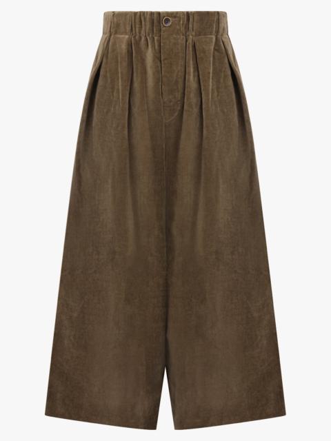 UMA WANG POETIC WIDE LEG CROP VELVET PANT | MUSTARD