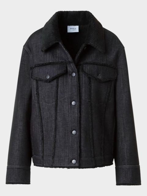 AKRIS Faux-Fur Trim Denim Jacket
