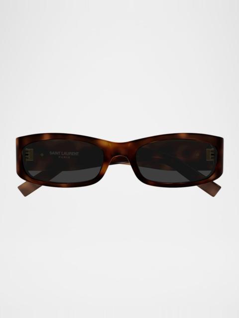 SAINT LAURENT YSL 55mm Rectangular Acetate Sunglasses