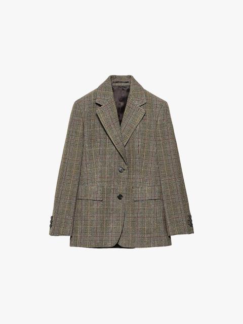 Single-breasted Prince of Wales checked wool jacket