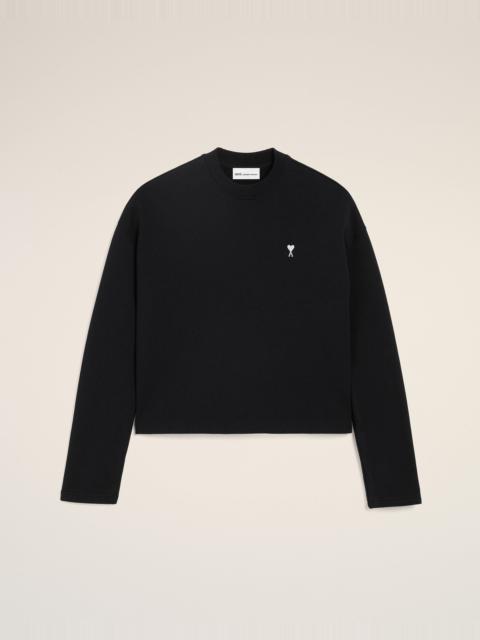 AMI Paris BLACK COTTON AMI DE COEUR CROPPED SWEATSHIRT