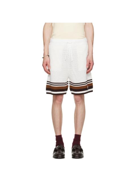 CASABLANCA Off-White Tennis Stripe Crochet Shorts