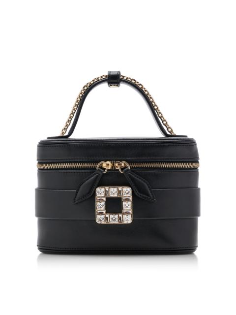 Roger Vivier Crystal-Buckle Leather Vanity Micro Bag black