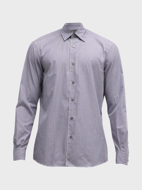 ZEGNA Men's Cotton Gingham Check Sport Shirt