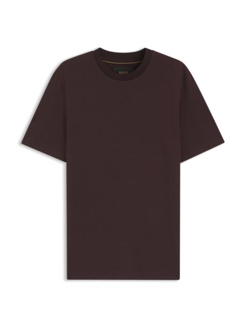 BOSS WINDOWPANE-CHECK T-SHIRT IN A COTTON-AND-SILK BLEND
