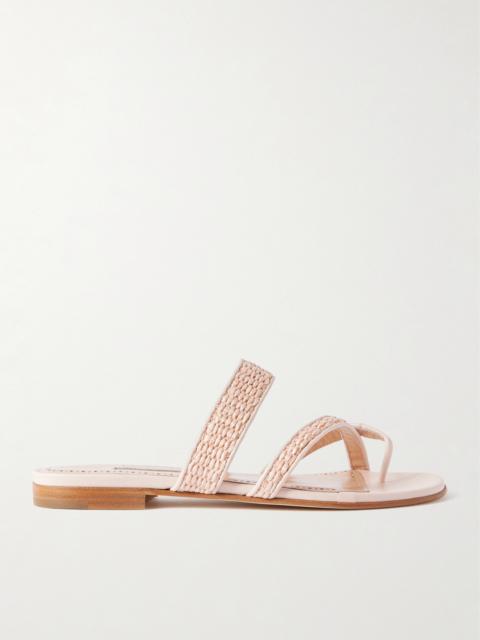 Manolo Blahnik Susara Raffia And Leather Sandals