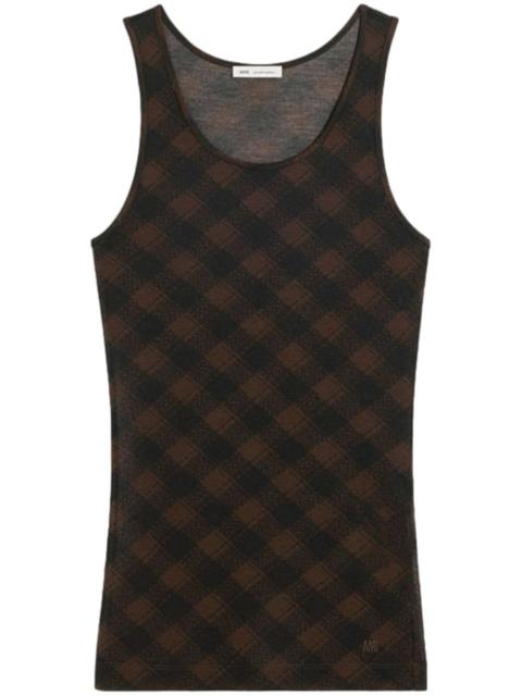 AMI Paris logo-embroidered cotton-blend top