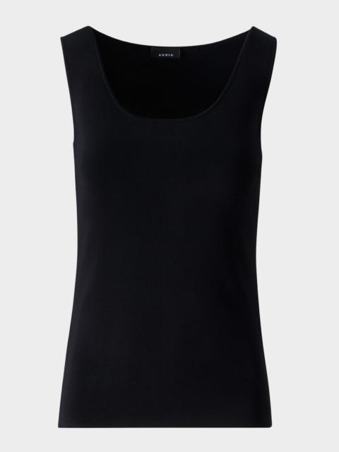 AKRIS Scoop-Neck Viscose Rib Knit Tank Top