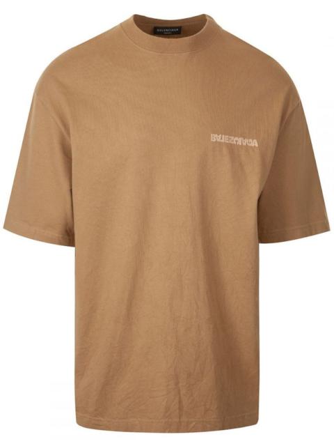 BALENCIAGA BALENCIAGA Turn Logo Creased T-Shirt Oat