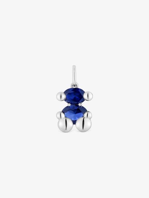 TOUS Small silver bear motif Pendant with lab-grown blue sapphire Color Bear LGG