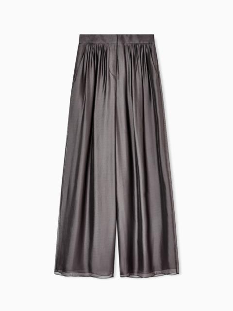 GIORGIO ARMANI TROUSERS WITH PLEATS IN VISCOSE AND SILK ORGANZA