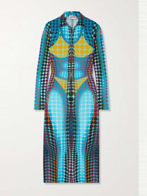 Jean Paul Gaultier The Blue Dots printed stretch-jersey turtleneck midi dress