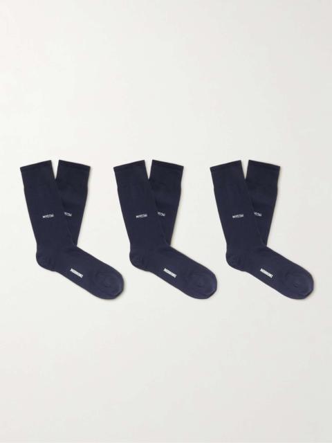 Three-Pack Logo-Jacquard Cotton-Blend Socks