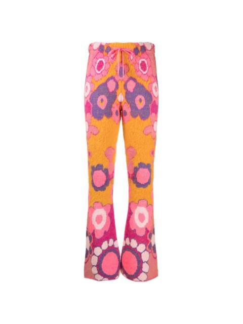 ERL floral-print drawstring flared trousers