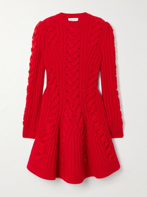 Alexander McQueen Ribbed And Cable-knit Wool And Cashmere-blend Mini Dress