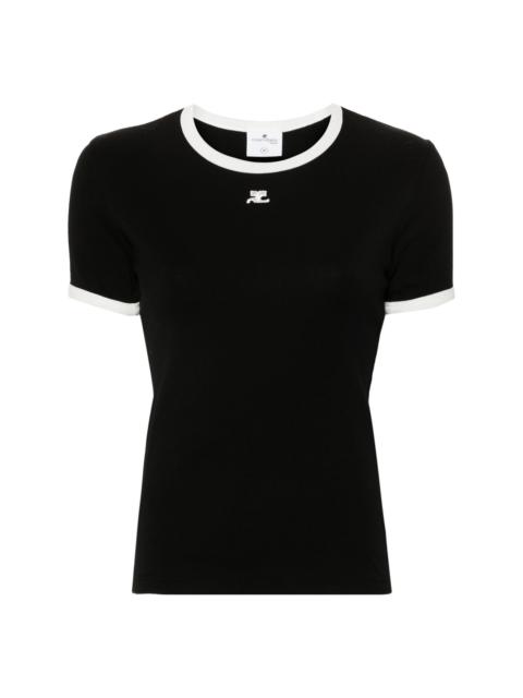 logo-patch contrasting-trim T-shirt