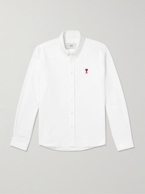 AMI Paris Button-Down Collar Logo-Embroidered Cotton Oxford Shirt